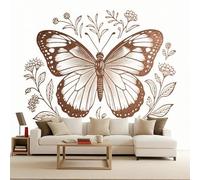 papier peint salon 250x180cm Papillon à Lignes Simples papier peint brique Toile décorative sans couture, look peinture à l’huile, pour pièce de réception ou salle d’attente EB24-1053