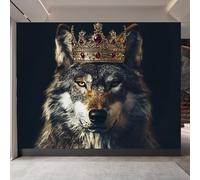 papier peint salon 250x180cm Roi Des Loups papier peint brique Toile décorative sans couture, look peinture à l’huile, pour pièce de réception ou salle d’attente EB24-9241
