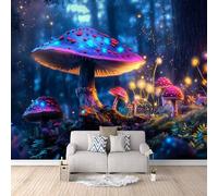 papier peint salon 250x420cm Champignons De Nuit papier peint isolant thermique Toile murale 3D sans raccord visible, matériau peinture à l’huile, idéale pour appartement EB24-2151