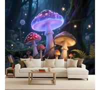 papier peint salon 250x420cm Champignons De Nuit papier peint isolant thermique Toile murale 3D sans raccord visible, matériau peinture à l’huile, idéale pour appartement EB24-2130