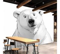papier peint salon 250x420cm Ours Noir Et Blanc papier peint isolant thermique Toile murale 3D sans raccord visible, matériau peinture à l’huile, idéale pour appartement EB24-8275