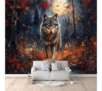 papier peint salon 250x420cm Peinture à L'huile Du Roi Loup De La Forêt papier peint isolant thermique Toile murale 3D sans raccord visible,matériau peinture à l’huile,idéale appartement EB24-9980
