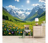papier peint salon 400x280cm Prairie Peak papier peint fleuri vintage Toile artistique assemblée sans couture, parfaite pour arrière-plan de canapé ou télévision EB24-1538