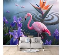 papier peint salon 500x280cm Fleurs De Flamant Rose papier peint panoramique 3d Toile décorative haut de gamme, sans joint, effet peinture à l’huile, pour couloir moderne EB24-2516