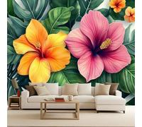 papier peint salon 500x280cm Fleurs Tropicales papier peint panoramique 3d Toile décorative haut de gamme, sans joint, effet peinture à l’huile, pour couloir moderne EB24-5366