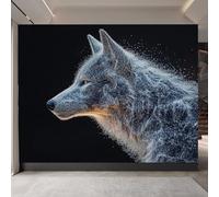 papier peint salon 500x280cm Loup Blanc à Pointes étoilées papier peint panoramique 3d Toile décorative haut de gamme, sans joint, effet peinture à l’huile, pour couloir moderne EB24-6481