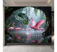 papier peint salon 500x280cm Magnifique Flamant Rose papier peint panoramique 3d Toile décorative haut de gamme, sans joint, effet peinture à l’huile, pour couloir moderne EB24-2558