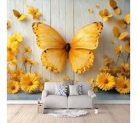 papier peint salon 500x280cm Papillon Jaune papier peint panoramique 3d Toile décorative haut de gamme, sans joint, effet peinture à l’huile, pour couloir moderne EB24-6423