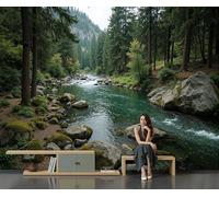 Papier Peint Scènes D'Une Forêt Primitive 396 X 280 Cm Papier Peint Panoramique Effet 3D, Peinture Murale Poster Intissé Photographie Paysages Naturels, Pour Chambre Salon Tv Fond