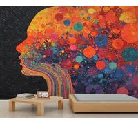 Papier peint silhouette de profil de femmes coloré mural abstrait papier peint décoratif enfants pour chambre à coucher salon poster mural 400 x 280 cm