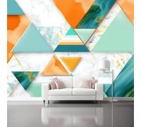 Papier Peint Simple Texture marbrée Triangle 350 x 256 cm Panoramique Peinture Murale Interieur pour Salon Chambre à Coucher D'Enfant Maison Décoration Murale Coloré