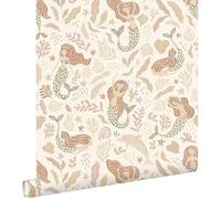 papier peint sirènes vert grisé, beige et terracotta 50 x 900 cm - ESTAhome