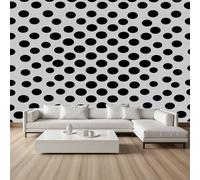 Papier Peint Soie 3D à Pois Noir et Blanc Art Moderne Minimaliste Papier Peint Cercle Géométrique Abstrait Wallpaper Autocollant Adhesif Mural Film Décoration Murale Salon Chambre Bureau 250x175 cm