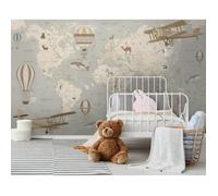 Papier Peint soie Chambre Enfant 300×210cm 3D Effet Géographie Cartes Carte du Monde Carte de la Terre Planète pour Garçon Fille