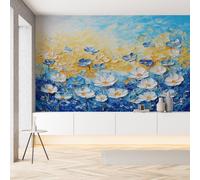 Papier Peint Soie Coquelicot Fleur Peinture à l'huile Papier Peint Auto-Adhésif Floral Plante Style Pastoral Autocollant Mural, Film Meuble Décoration Murale 3D Cuisine Salle de Bains 100x70 cm