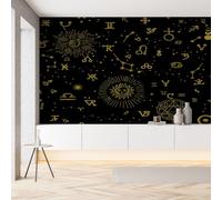 Papier Peint Soie Corps Céleste Constellation Papier Autocollant 100x100 cm Ciel étoilé Mystique Géométrique Film Adhesif pour Meuble Wallpaper Panoramique 3D Mural pour Cuisine Salle de Bains