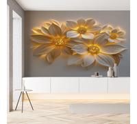 Papier Peint Soie Fleur Plante Réaliste Papier Autocollant 100x100 cm Esthétique Floral Art Moderne Film Adhesif pour Meuble Wallpaper Panoramique 3D Mural pour Cuisine Salle de Bains