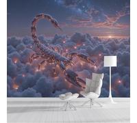 Papier Peint Soie Mural 3D Orange-Bleu Scorpion Du Nuage De Flamme 400X280Cm Muraux Poster Geant Tapisserie Photo Décoration Murale,Animaux Fantastiques Salon Chambre Bureau Couloir Peinture Décor
