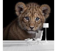 Papier Peint Soie Panoramique 3D Brun Lion Mignon Poster Geant Mural Les Animaux Selon Le Point De Vue Pour Salon Chambre Chambre Bureau Couloir Peinture Restaurant Décoration Murale 400X280Cm