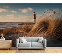 Papier Peint Soie Panoramique Peinture Phare De Plage 200X140Cm Poster Geant Mural 3D,Tapisserie Photo Peinture Murale,Papier Peint Conseils De Tranquillité Fresque Pour Salon Chambre Toile Fond Tv