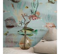 Livingwalls 398721 Papier peint intissé de qualité supérieure Motif animal en bleu, multicolore, rose 3,71 x 2,80 m Fabriqué en Allemagne