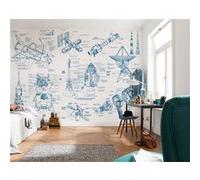 Papier Peint - Spacecraft Architecture 400x280cm - Intissé, Bleu G