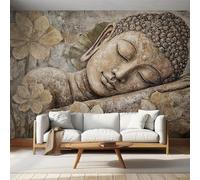 Papier Peint Statue Abstraite Thème Papier Peint Panoramique 3D Bouddha & Lotus Papier Peint Intissé Photo Geant Mural Art pour Salle Decoratif Murale 350x256 cm