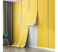 Papier peint Sticker mural 3D en mousse XPE épaisse de 3 mm autocollant et imperméable à l'humidité pour la rénovation et le masquage des murs de la chambre et du salon jaune citron 50*1000cm