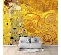 Papier Peint Style Gustav Klimt Femme Dorée Or Panoramique 250x175 cm