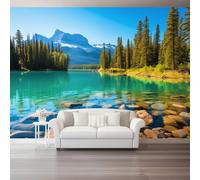 Papier Peint Style Nordique Panoramique 3D Bleu Lac Montagnes Grandes Murales Poster Pour Salon Adulte Chambre D'Enfants Étude Maison Décoration Intérieure 350 X 256 Cm