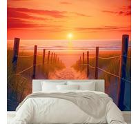Papier peint sur le thème naturel - Chemin au coucher du soleil - Dunes de sable - Tissu non tissé - Décoration murale moderne pour salon, chambre à coucher, chambre d'enfant, couloir - Effet 3D - 350