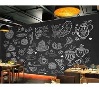 Papier Peint Tableau Noir De Mode Peint À La Main, Peinture À La Craie, Thème De Cuisson De Desserts, Thé De L'après-midi, Fond De Restaurant Occidental, Papier Peint Mural De Café,3D,350x245cm