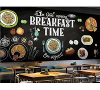 Papier Peint Tableau Noir Peint À La Main Délicieux Steak Pizza Restauration Rapide Restaurant Thé De L'après-midi Dessert Maison Fond Mur Restaurant Occidental Papier Peint Café Mural,3D,300x210cm