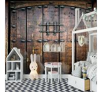 Papier peint Tapisserie Murales Portes vintage et portes en bois Taille:L400CMxH280CM Panoramique 3D Minimaliste TV Fond D'écran Intissé Chambre Salon Decoration