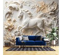 Papier Peint Texturé 3D 40X28 Pouces Papier Peint 3D En Relief avec Motif Cheval Affiche Murale Équestre Papier Peint Photo Décoration Artistique Animalière pour Chambre Salon Décoration De Mai
