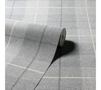 Papier Peint Texturé À Carreaux Tartan De Pays Hessien Gris Pâle 294901 Arthouse