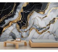 Papier peint texturé en marbre de luxe noir et doré 3D - Ne se décolle pas et ne colle pas - Pour salon, chambre à coucher, décoration d'intérieur - 200 x 140 cm