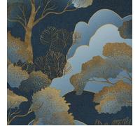 Papier peint texturé en vinyle Elle Decoration bosquet doré bleu marine/or 10448-08