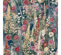 Papier peint texturé en vinyle motif forêt florale peinte à la main Delphinium Bleu Grandeco A74602