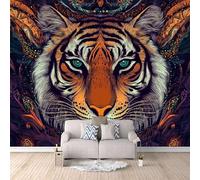 Papier Peint Tigre Abstrait 150x105 cm Papier Peint Panoramique Effet 3D, Peinture Murale intissé Grande, pour Moderne Salon Chambre TV Fond