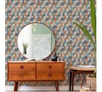 Papier peint Tissage abstrait Woven 1005 x 52cm Bleu, orange