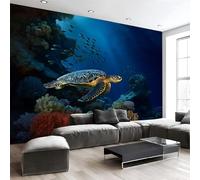 Papier Peint Tortues Marines Et Récifs Coralliens 150 X 105 Cm Papier Peint Panoramique Effet 3D, Peinture Murale Poster Intissé Paysage Sous-Marin Réaliste, Pour Chambre Salon Tv Fond