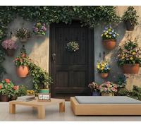 Papier peint Toscane Italie, paysage mural, papier peint de village médiéval pour salon, peintures murales italiennes - 200 x 140 cm (ne pas décoller et coller)