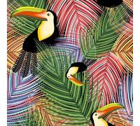 Papier peint Toucan épais mat à décoller et à colle 44x1000 cm Fleurs De La Forêt Tropicale Humide Meubles Autocollants Amovible Comptoir Contact Papier Stickers Muraux pour Bains Salon Chambre