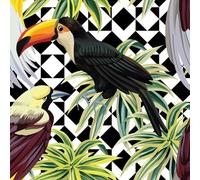 Papier peint Toucan épais mat à décoller et à colle 44x1000 cm Fleurs De La Forêt Tropicale Humide Meubles Autocollants Amovible Comptoir Contact Papier Stickers Muraux pour Bains Salon Chambre