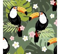Papier peint Toucan épais mat à décoller et à colle 44x1000 cm Fleurs De La Forêt Tropicale Humide Meubles Autocollants Amovible Comptoir Contact Papier Stickers Muraux pour Bains Salon Chambre