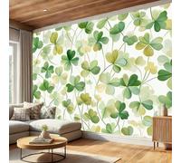Papier Peint Trèfle Aquarelle, Autocollant Décoratif Feuilles Vertes Fraîches, Facile À Nettoyer Amovible, Vert Convient Pour Les Salons, Meubles De Bureau Les Murs 308X220 Cm