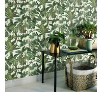 Papier Peint Tropical Exotique Feuillage Paradisio Blanc 6303-07