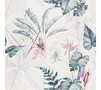 Papier peint tropical jungle et feuilles de palmier vert motifs botaniques oiseaux adhésif meuble 44x500cm