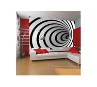 Papier peint Tunnel 3D noir et blanc 2-Taille L 300 x H 231 cm Imprimé